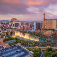 Las Vegas Strip shot from Cosmopolitan at dusk