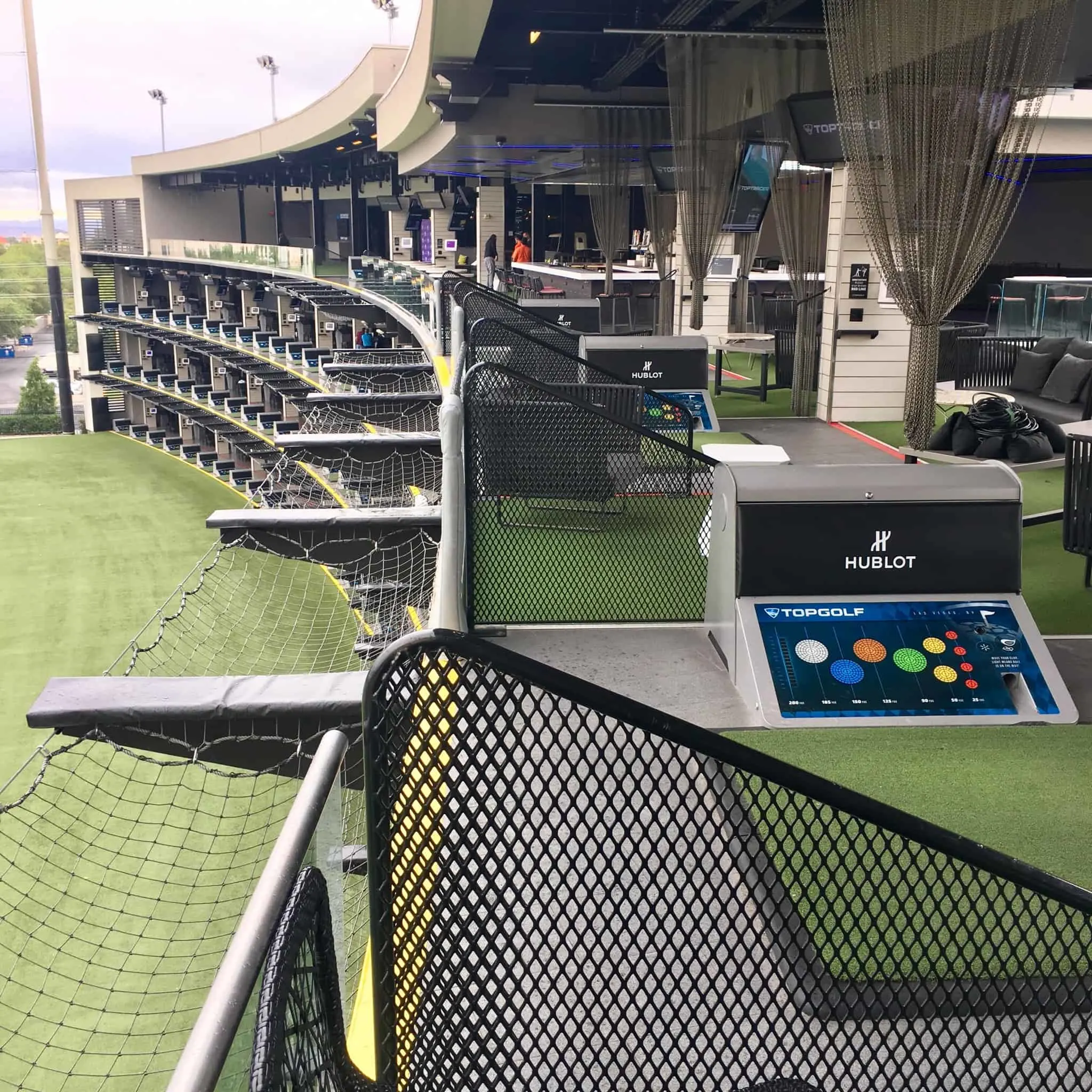 A typical hitting bay at Topgolf
