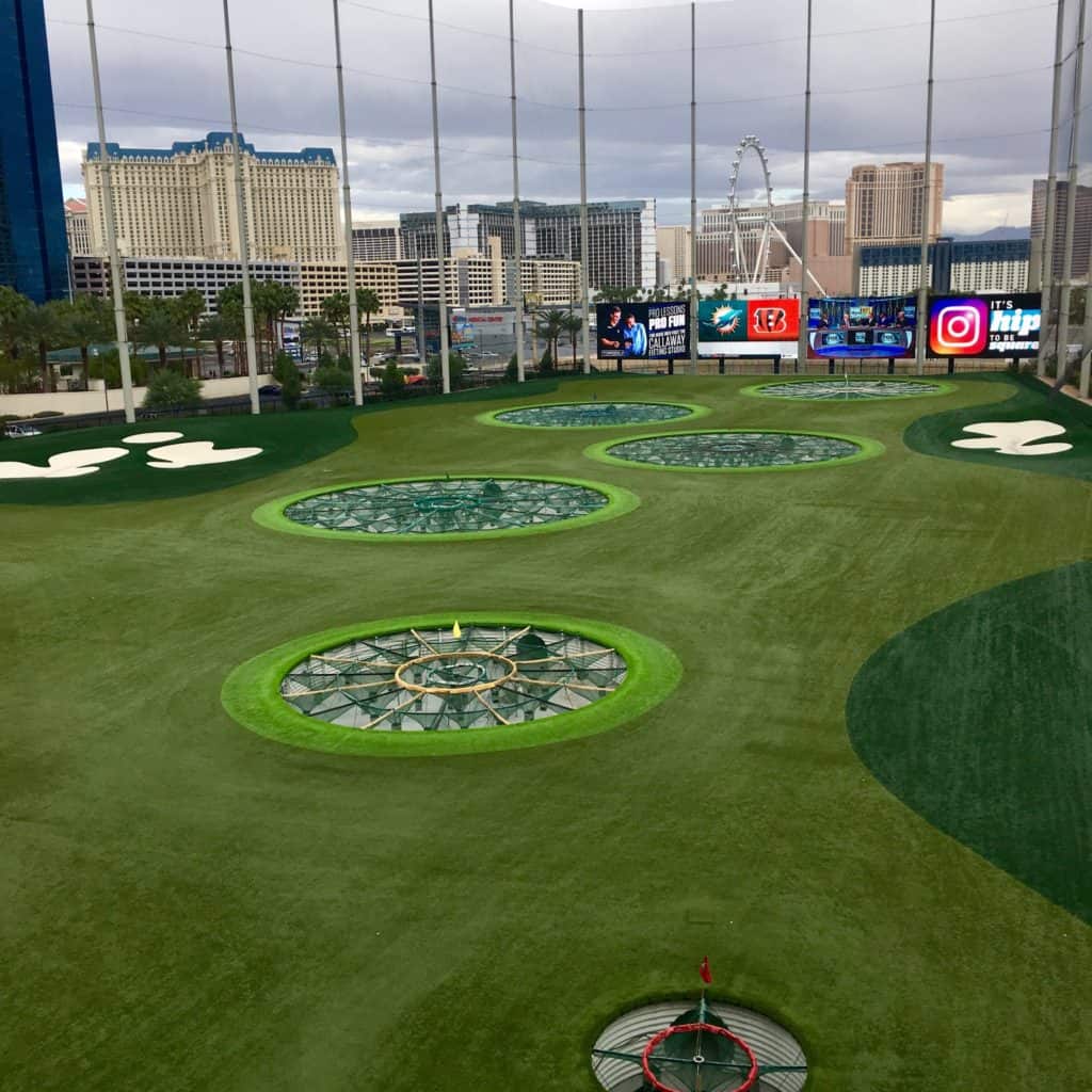 View of the range from a hitting bay