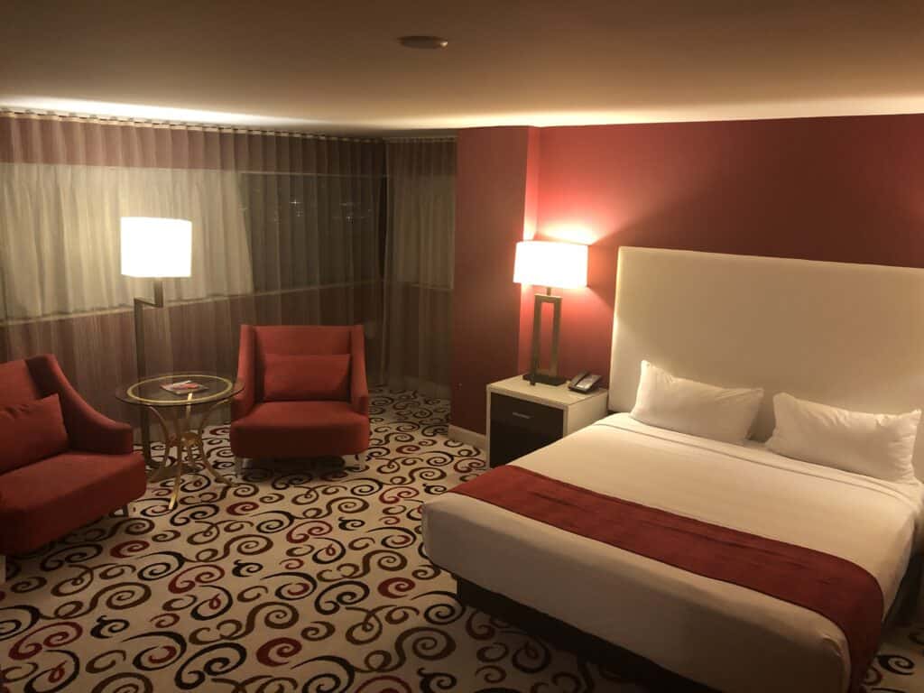 Premium room bed, and two chairs