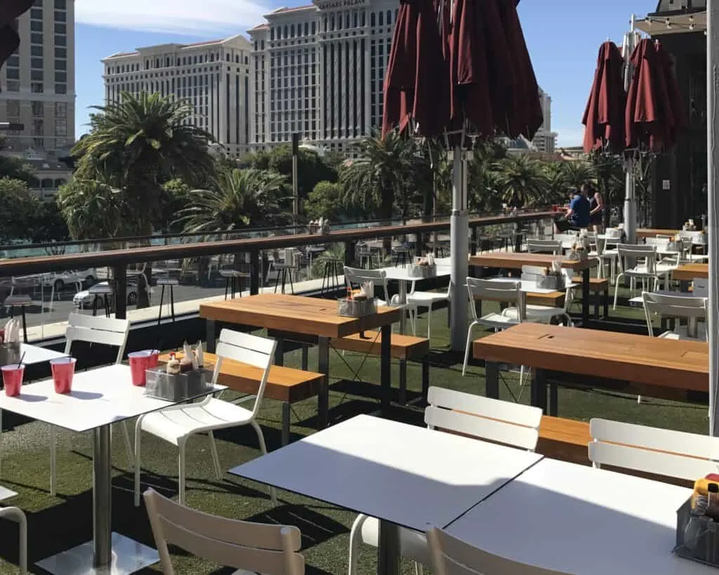 View of Las Vegas Blvd. and Caesars Palace from Beer Park