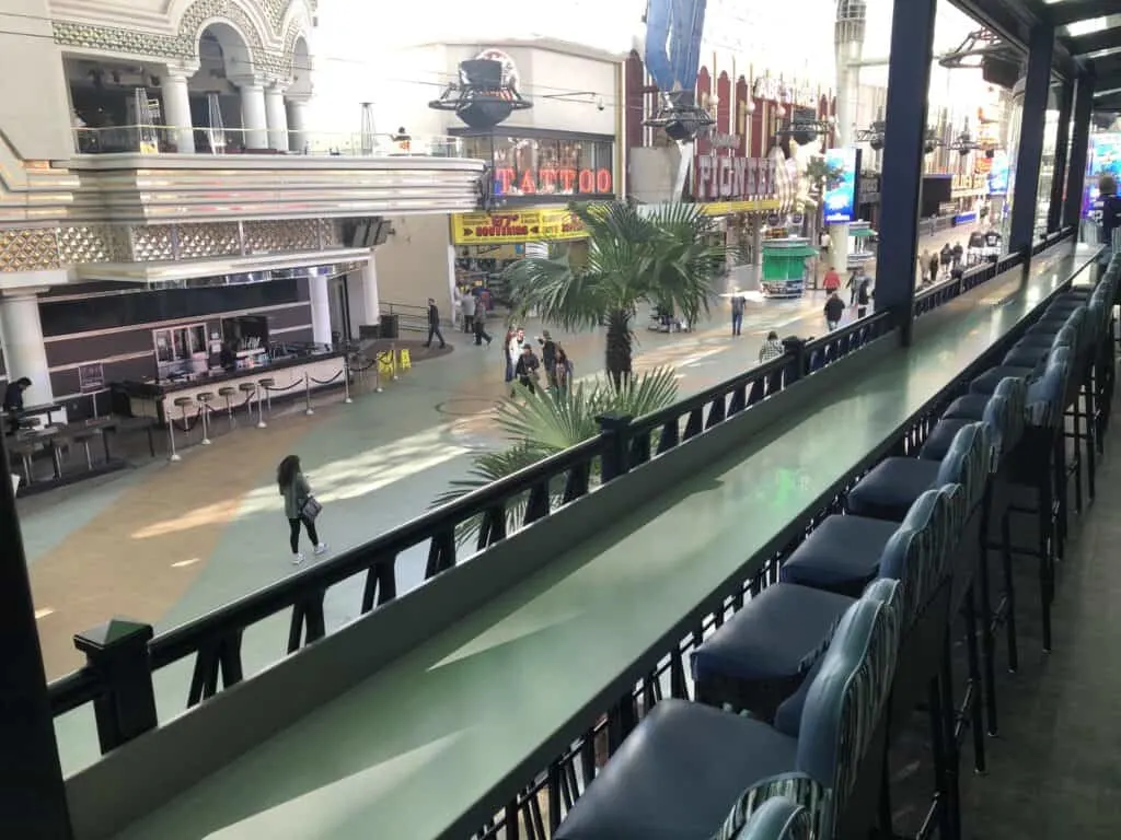 Seating at the bar overlooking Fremont Street below