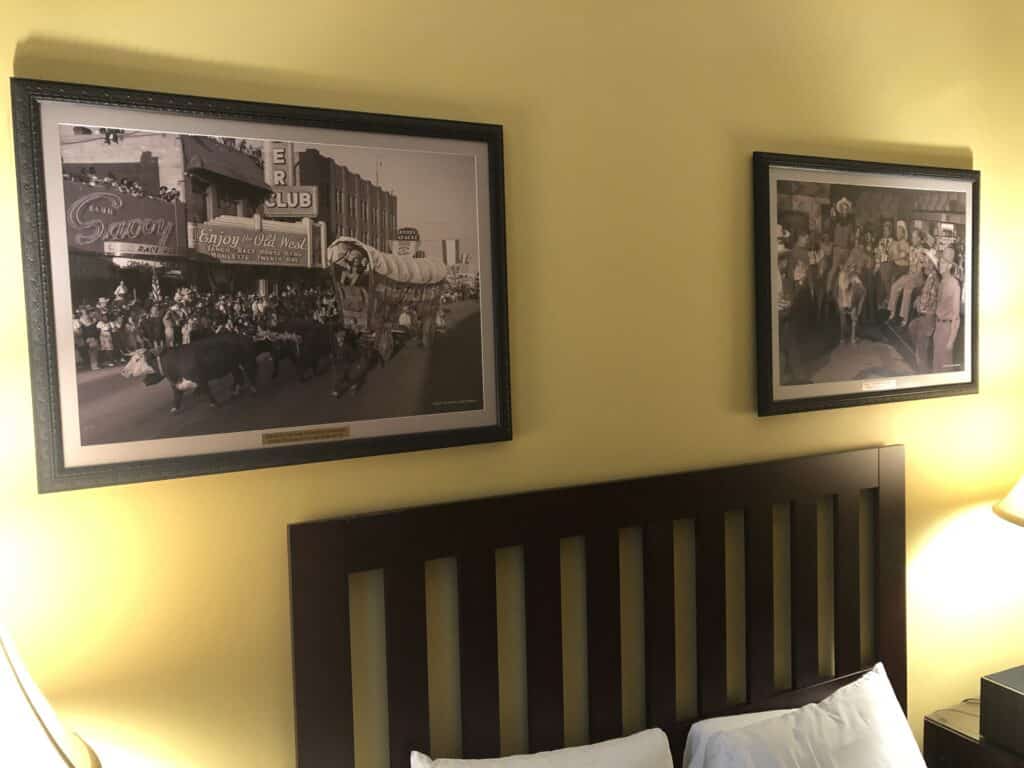 Historic artwork within the hotel room