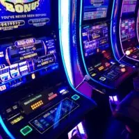 A bank of slot machines at a casino
