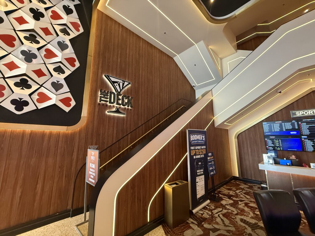 Stairwell leading up to The Deck at Ellis. 