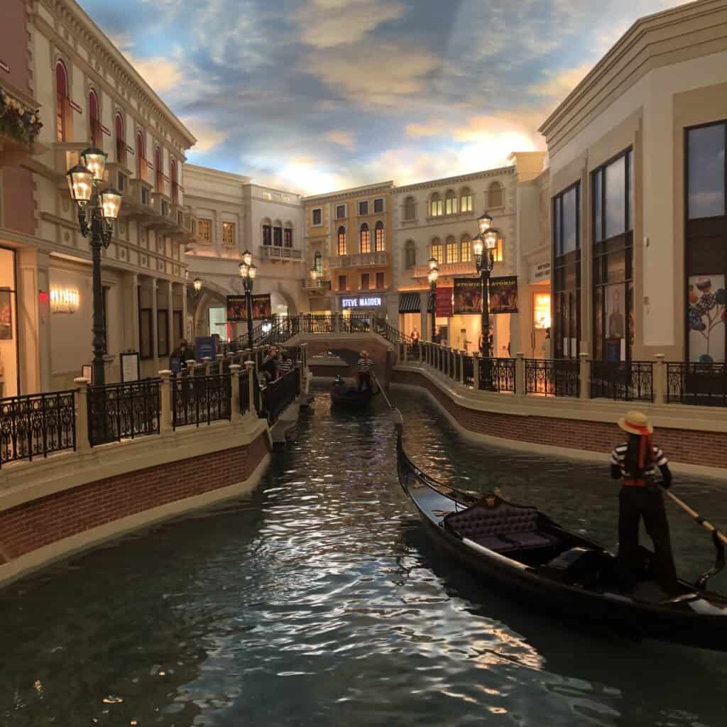 Gondolas in one of the Grand Canal Shoppes 