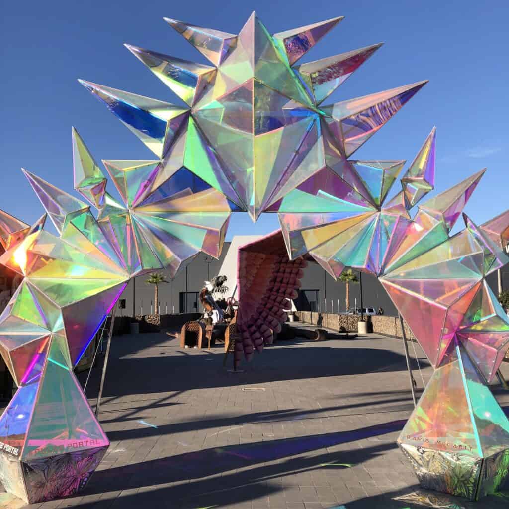 colorful prism sculpture outdoors at Area15