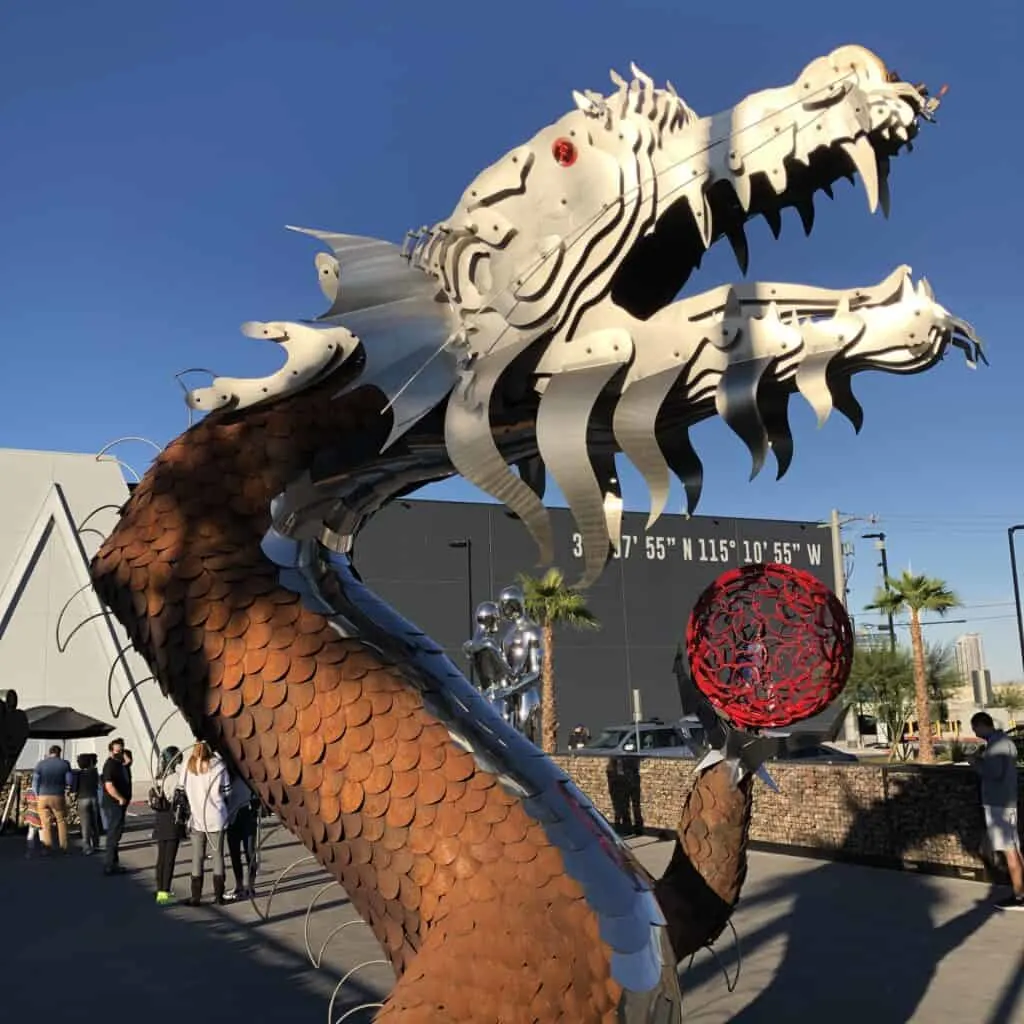 Dragon statue outside at Area15