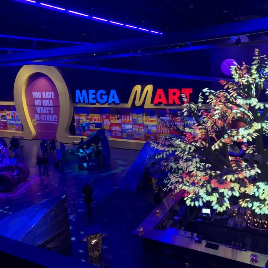 Omega Mart sign at Area15