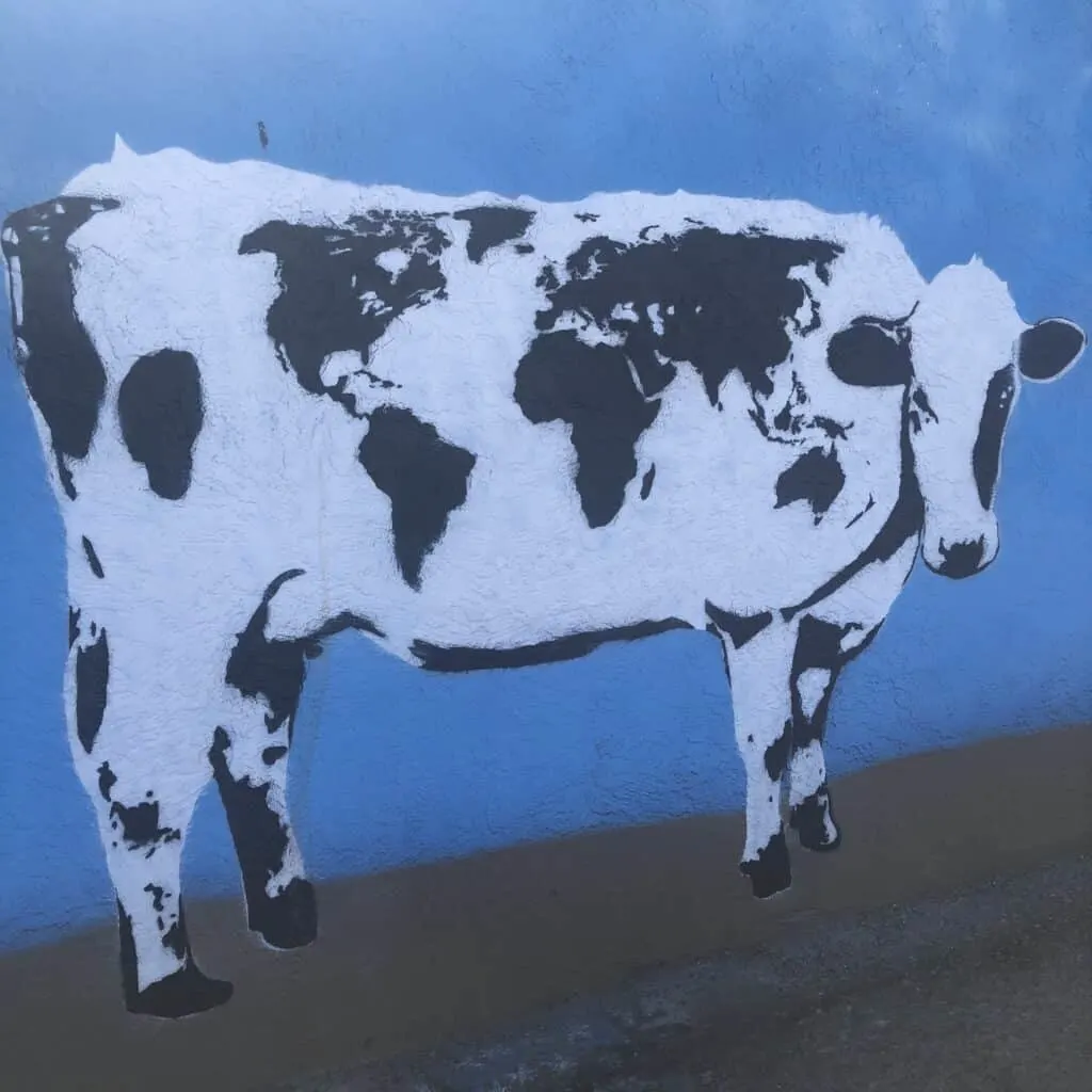Mural of a cow in the Arts District