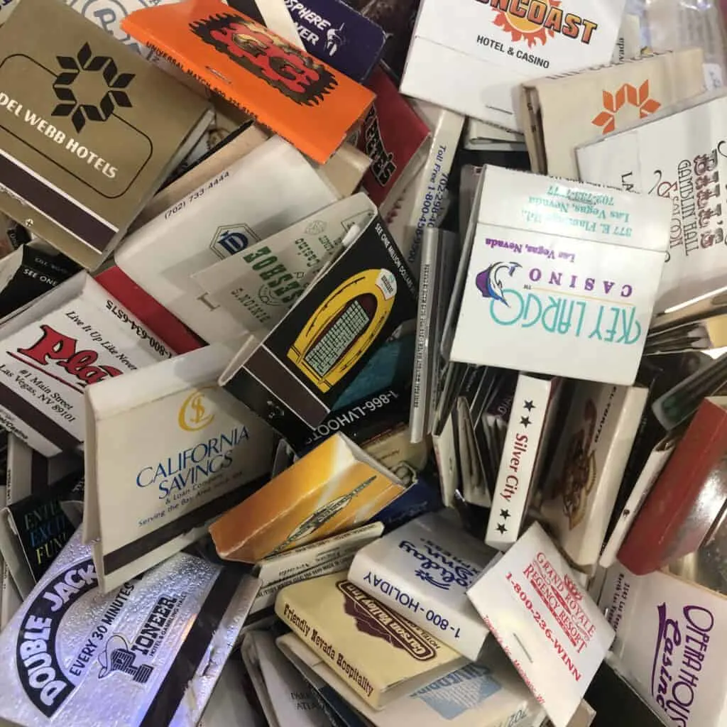 A collection of historic casino matchbooks