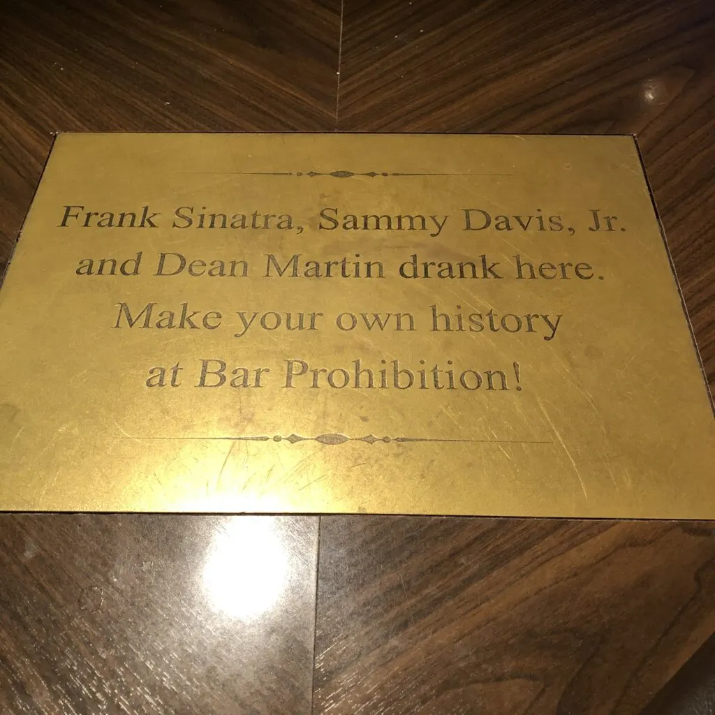 Plaque at Bar Prohibition!