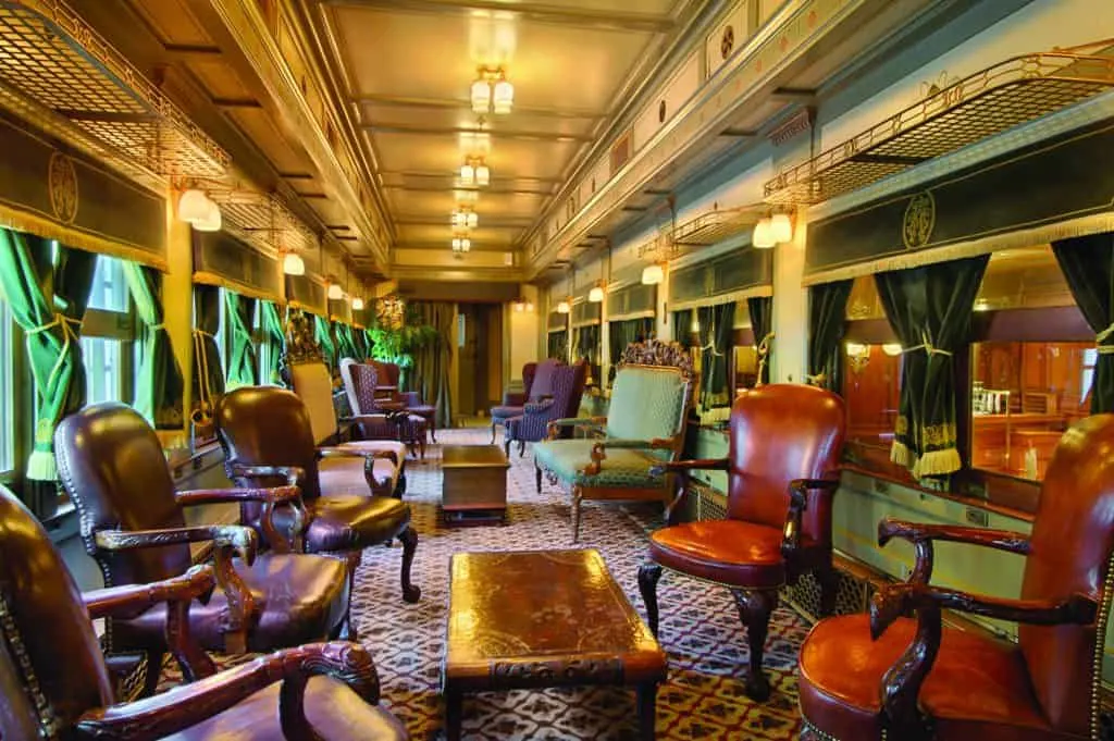 Interior of trancar on display at Main Street Station