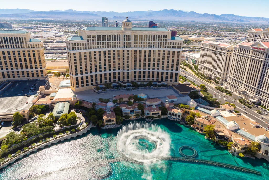 Bellagio Fountains pictured from above