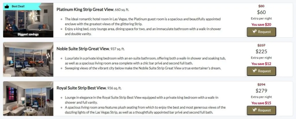 Available upgrades at Fontanelbeau.