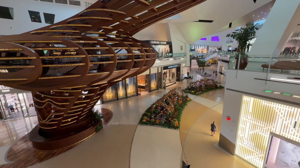 An view of the Shops at Crystals from the second floor.