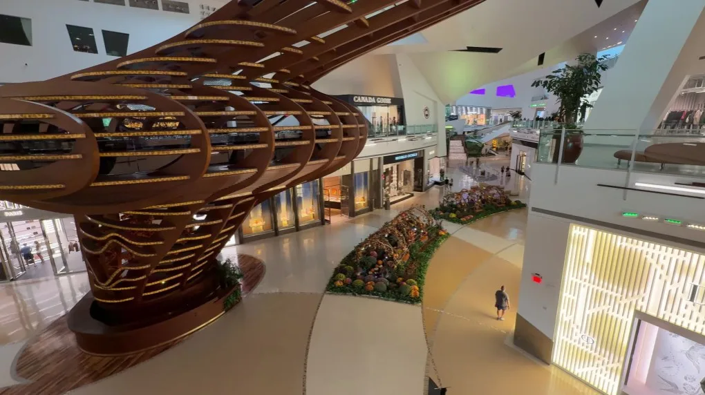 An view of the Shops at Crystals from the second floor. 