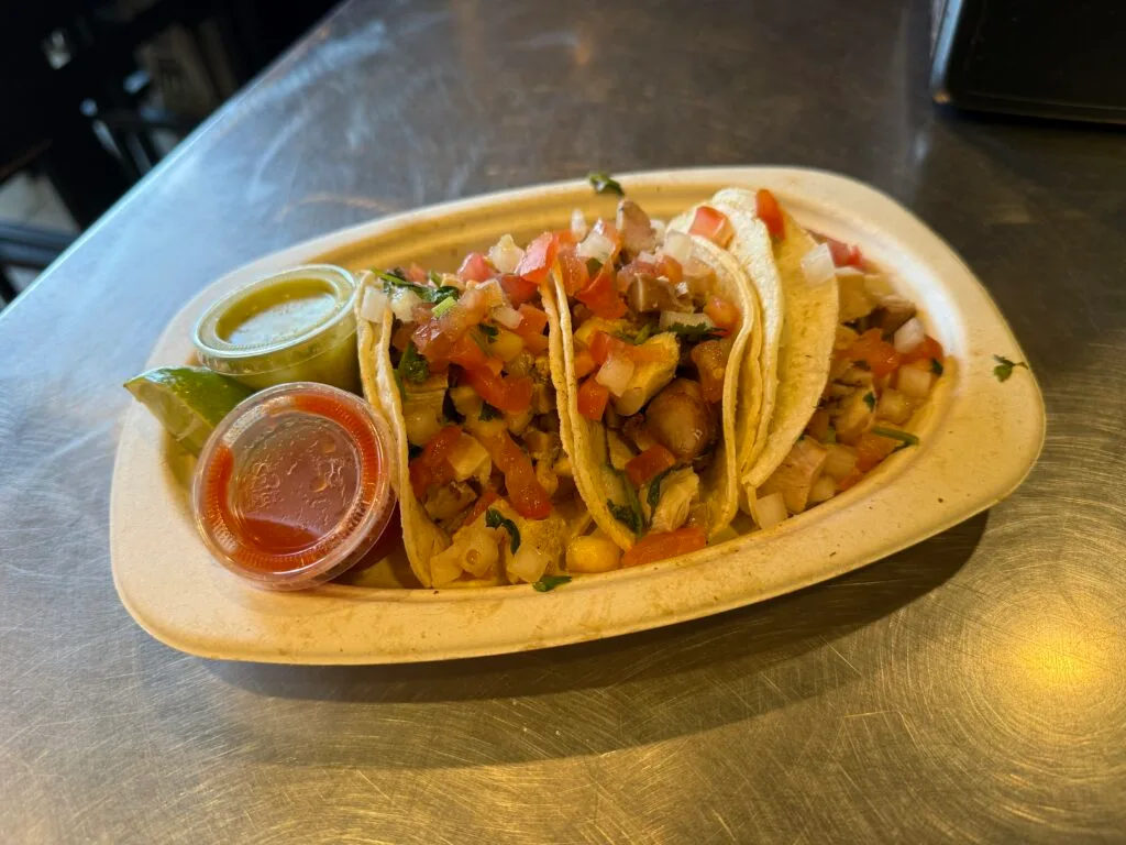 A taco platter from Wana Taco.