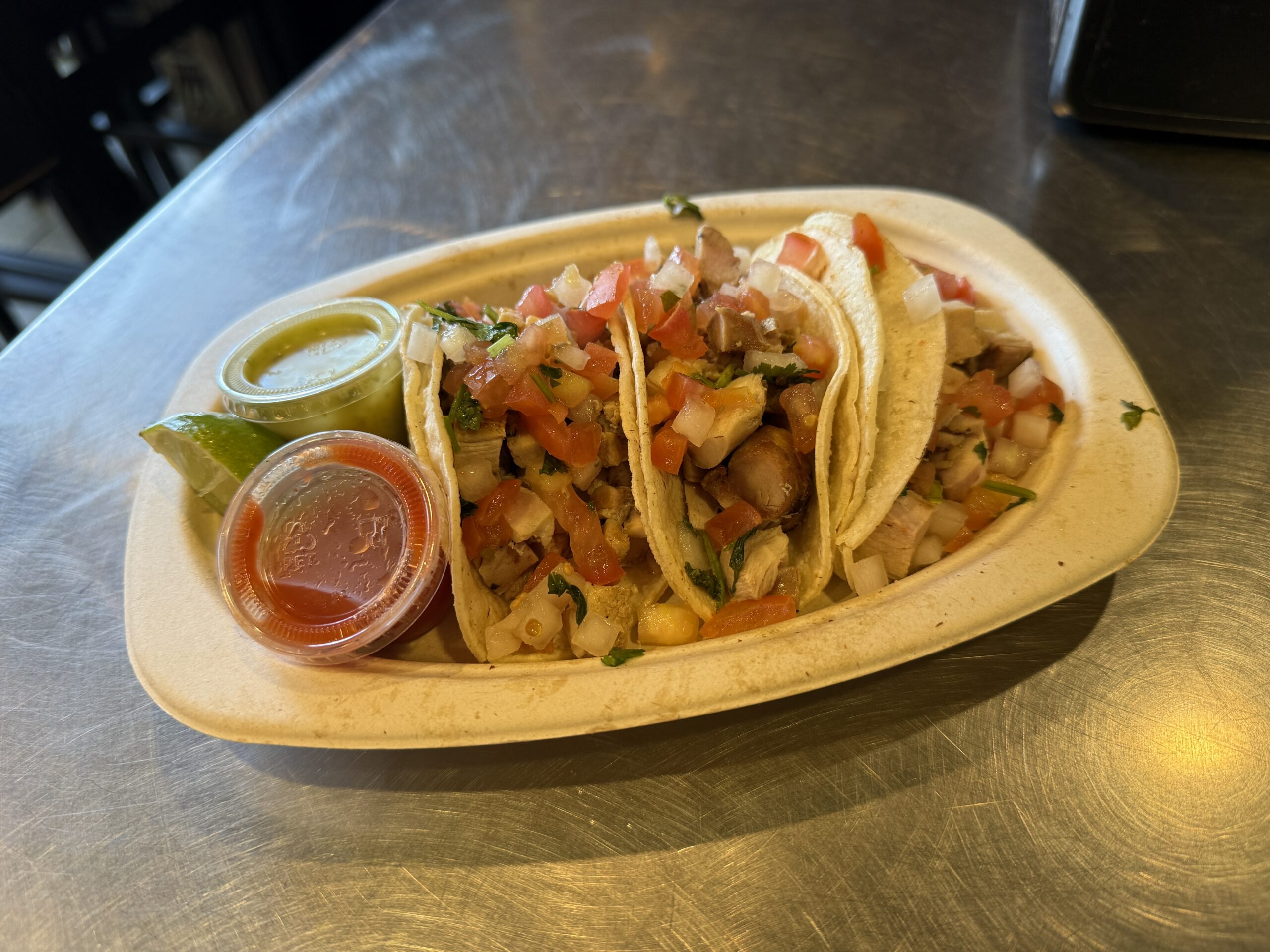A taco platter from Wana Taco.
