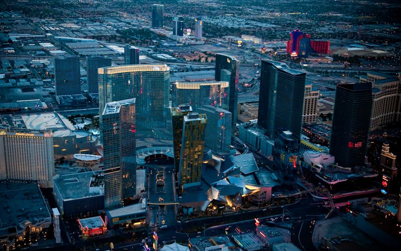 View of the Strip from a helicopter