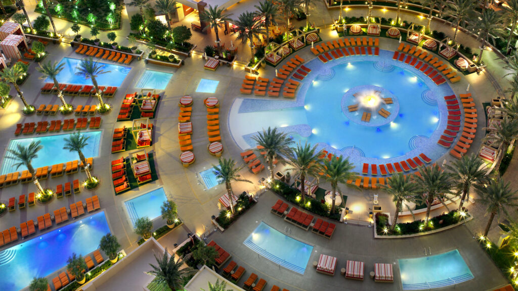 The pool at Red Rock photographed from above