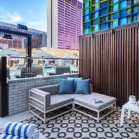 Seating in the cabana portion of Linq's Poolside Cbana room