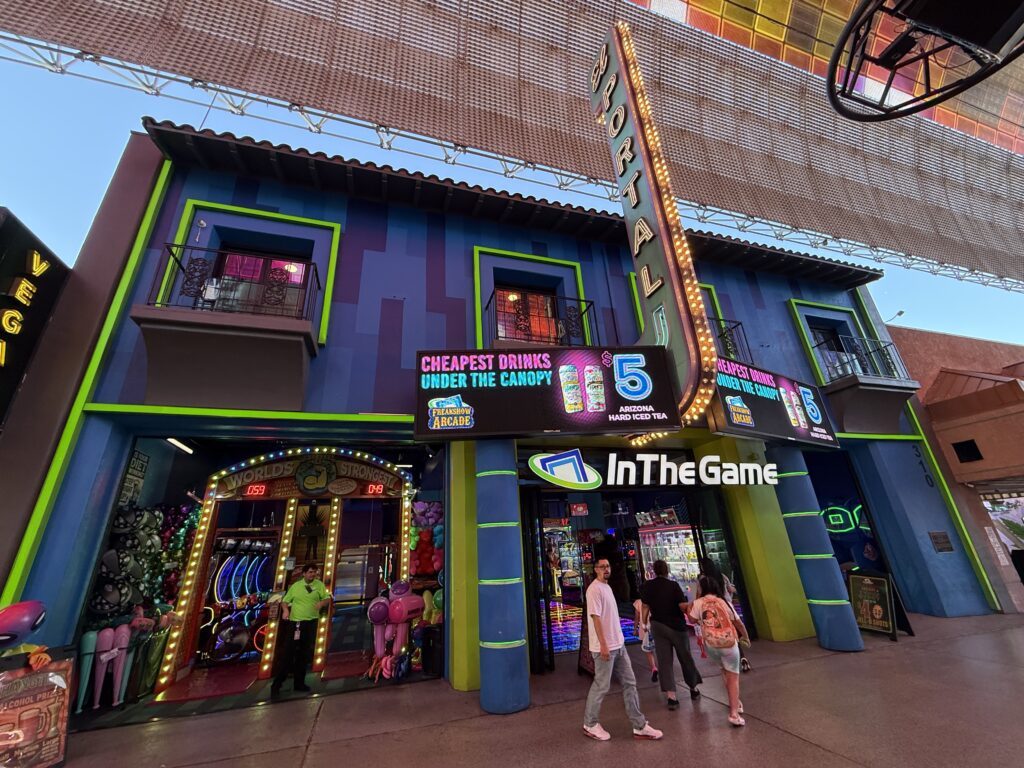Exterior of In The Game on Fremont Street. 