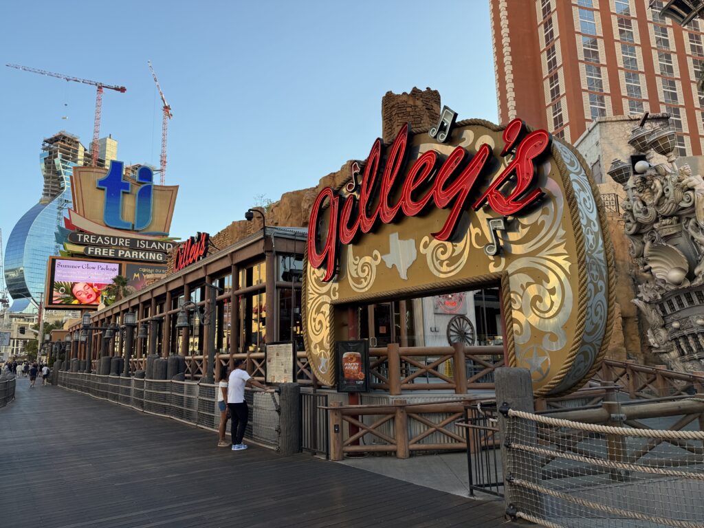 Exterior of Gilley's from the outdoors. 