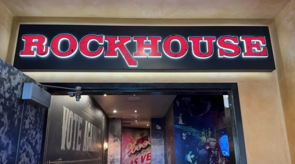 Exterior sign above the door to Rockhouse.