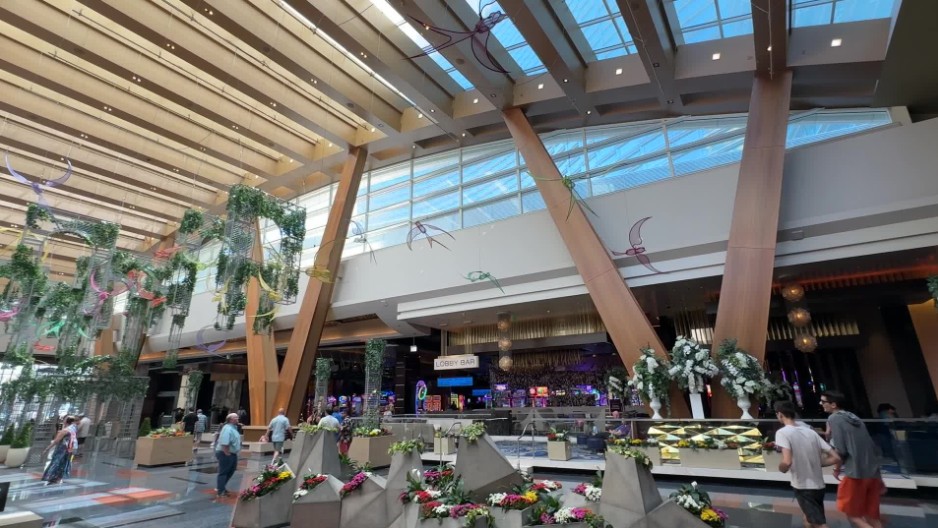 Aria's lobby, with the lobby bar visible in the background.