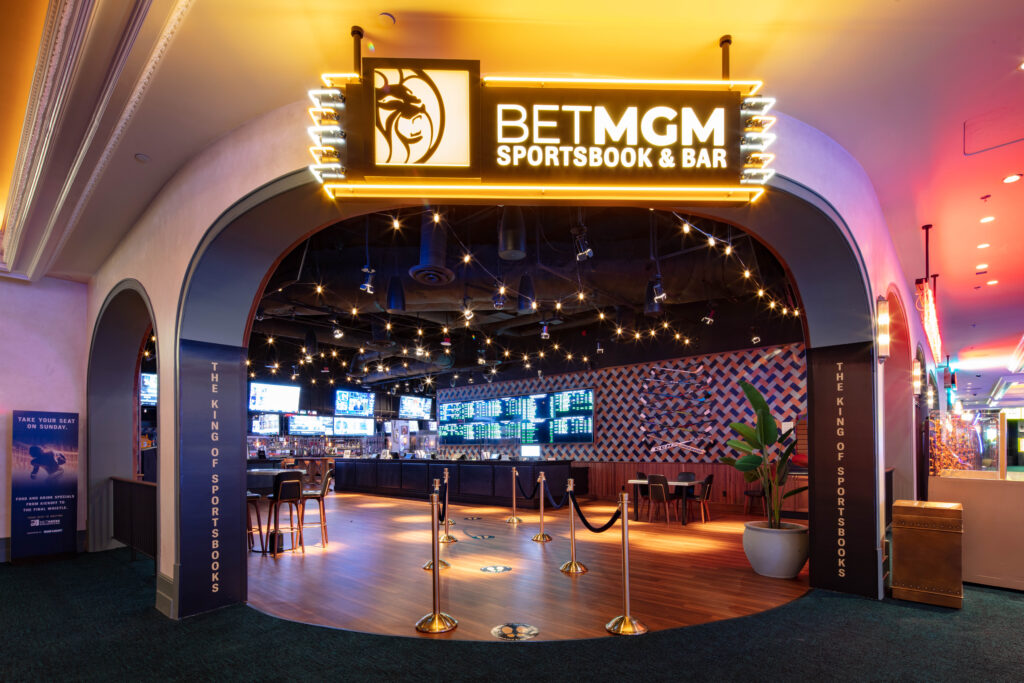 Exterior of the Bet MGM Sportsbook and Bar