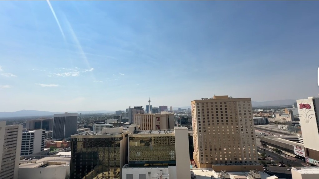 A view of surrounding reosrts, including those on the Strip in the distance.