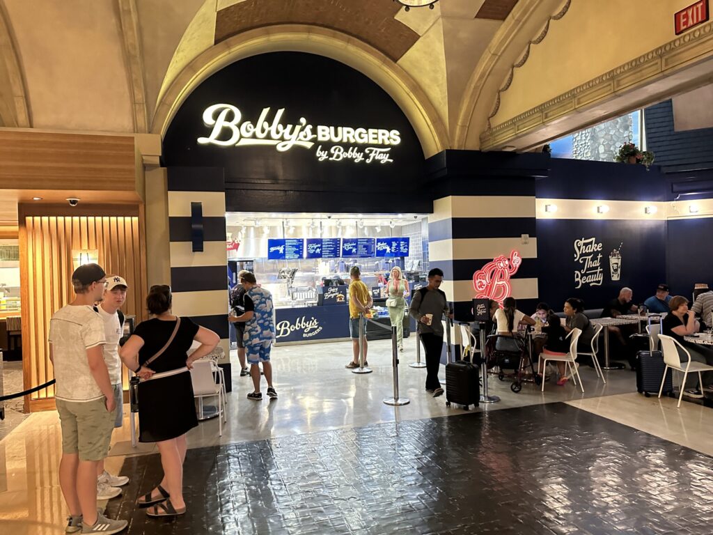Exterior of Bobby's Burgers at Paris Las Vegas.