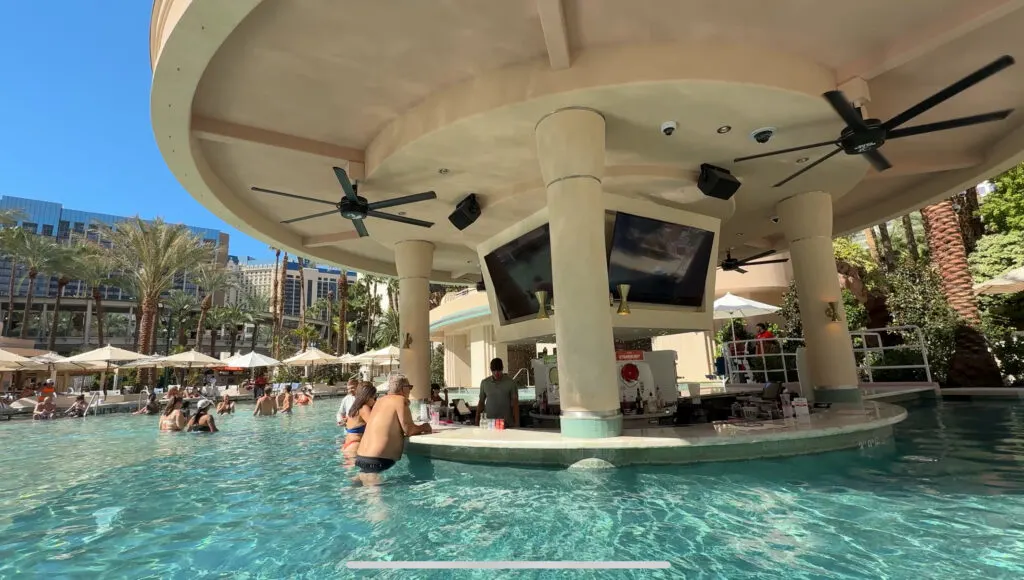 Swim up bar at Flamingo's Go Pool. 