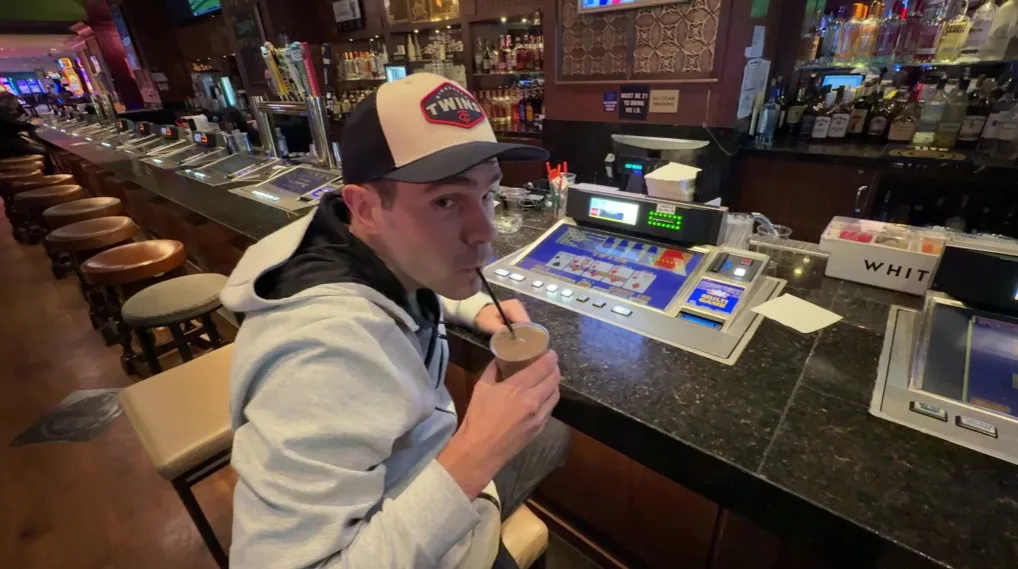 My brother, sitting at bartop VP, sipping a frozen baileys.