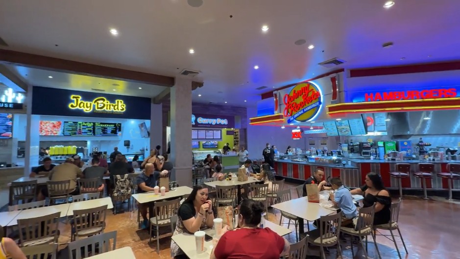 Several stalls in the food court.