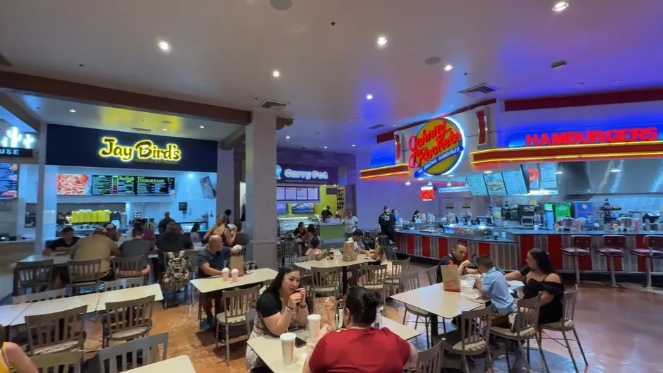 Several stalls in the food court. 