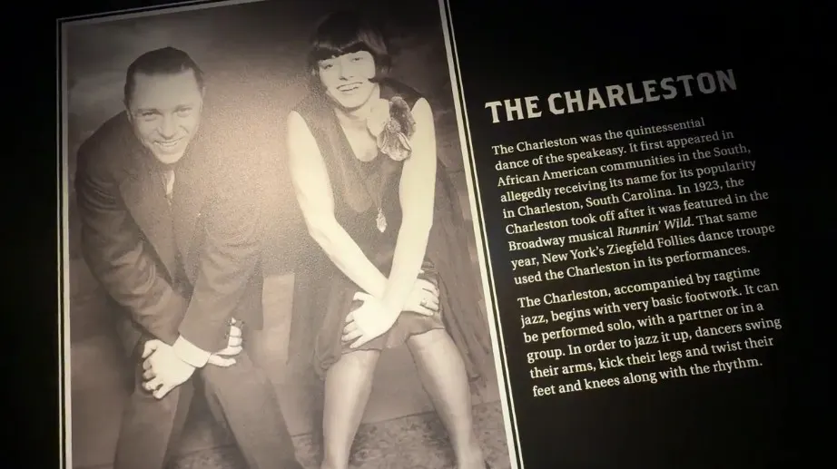 An informational placard in the speakeasy. 