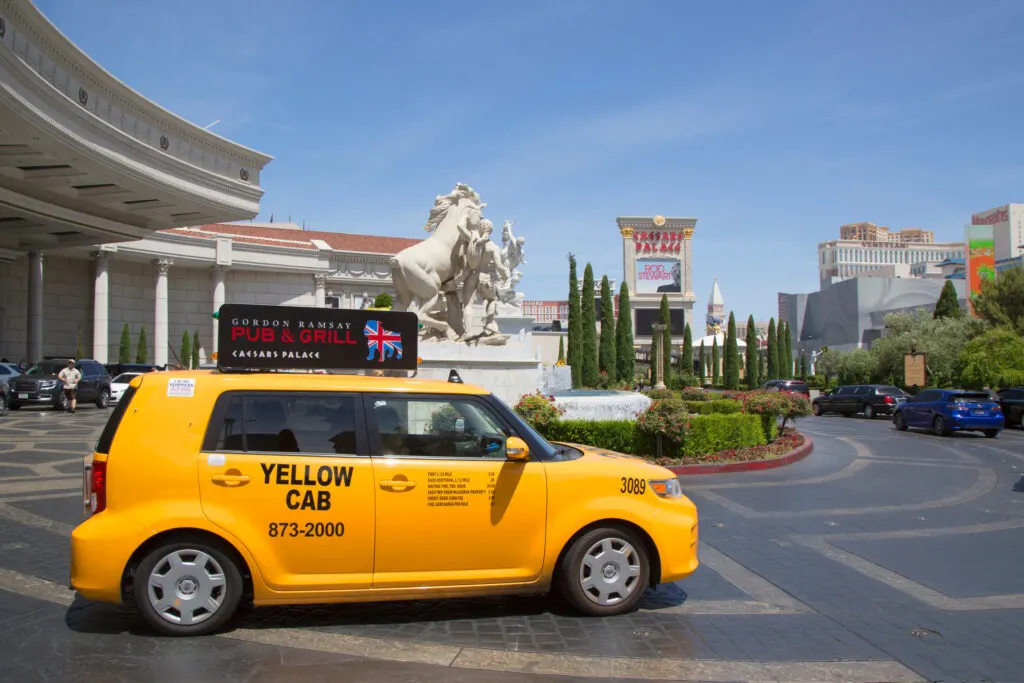 Taxi outside of Caesars Palace