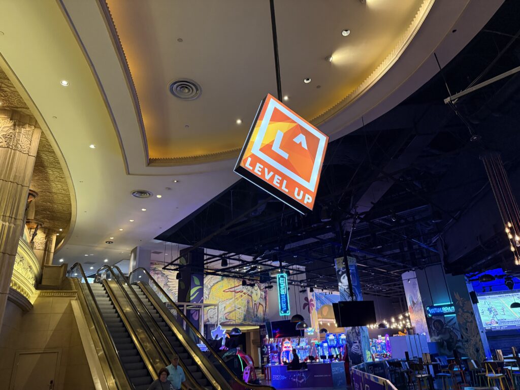 Level Up's Sign, hanging from the ceiling at MGM Grand.
