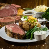 Prime Rib dinner on a plate