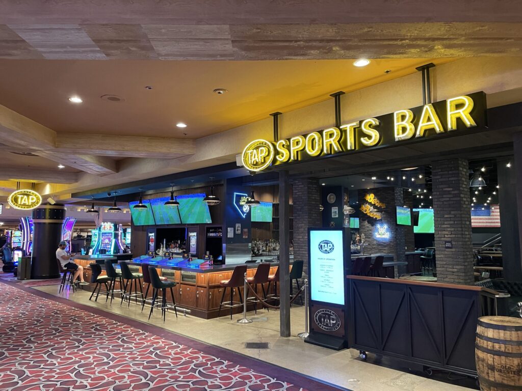 The exterior of TAP Sports bar at Excalibur.