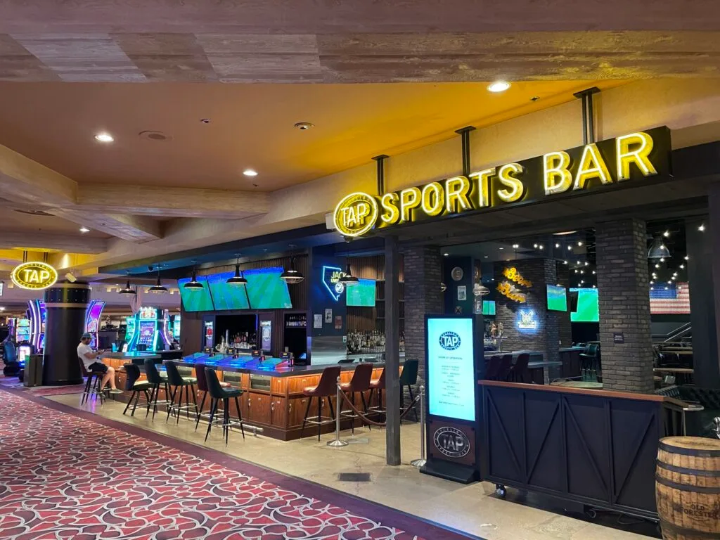 The exterior of TAP Sports bar at Excalibur.