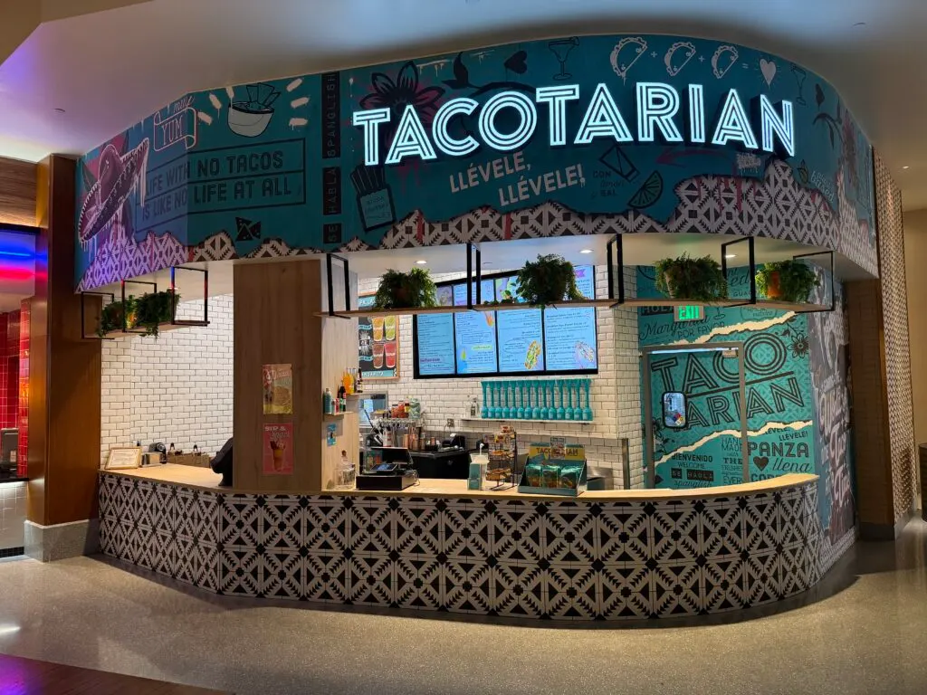 Exterior of tacotarian in the Miracle MIle shops. 