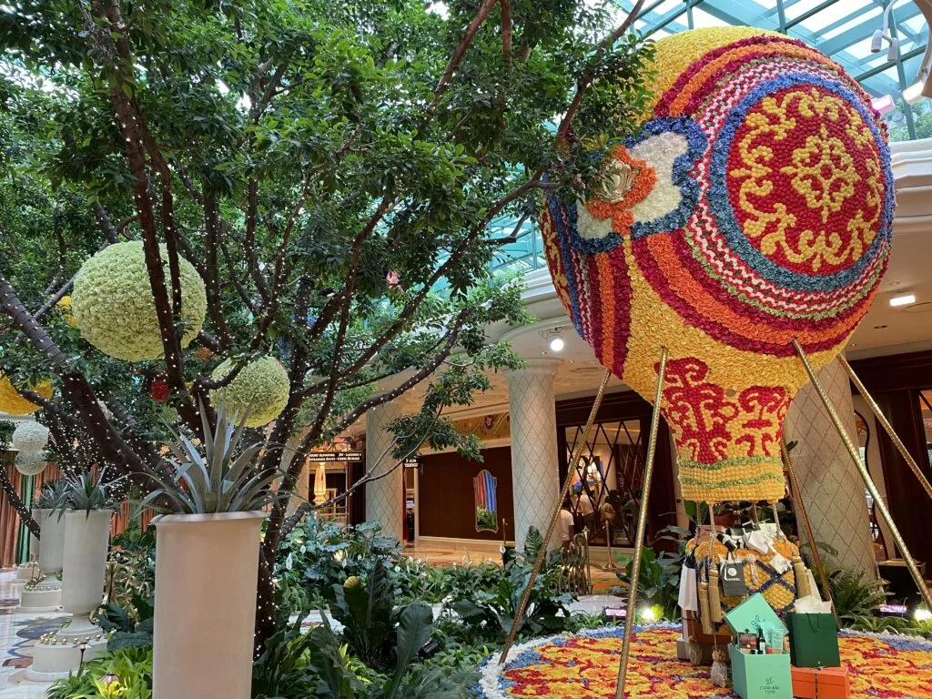 Hot air balloon made of flowers