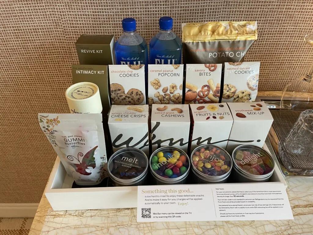 Minibar Options in the Wynn Resort King Room