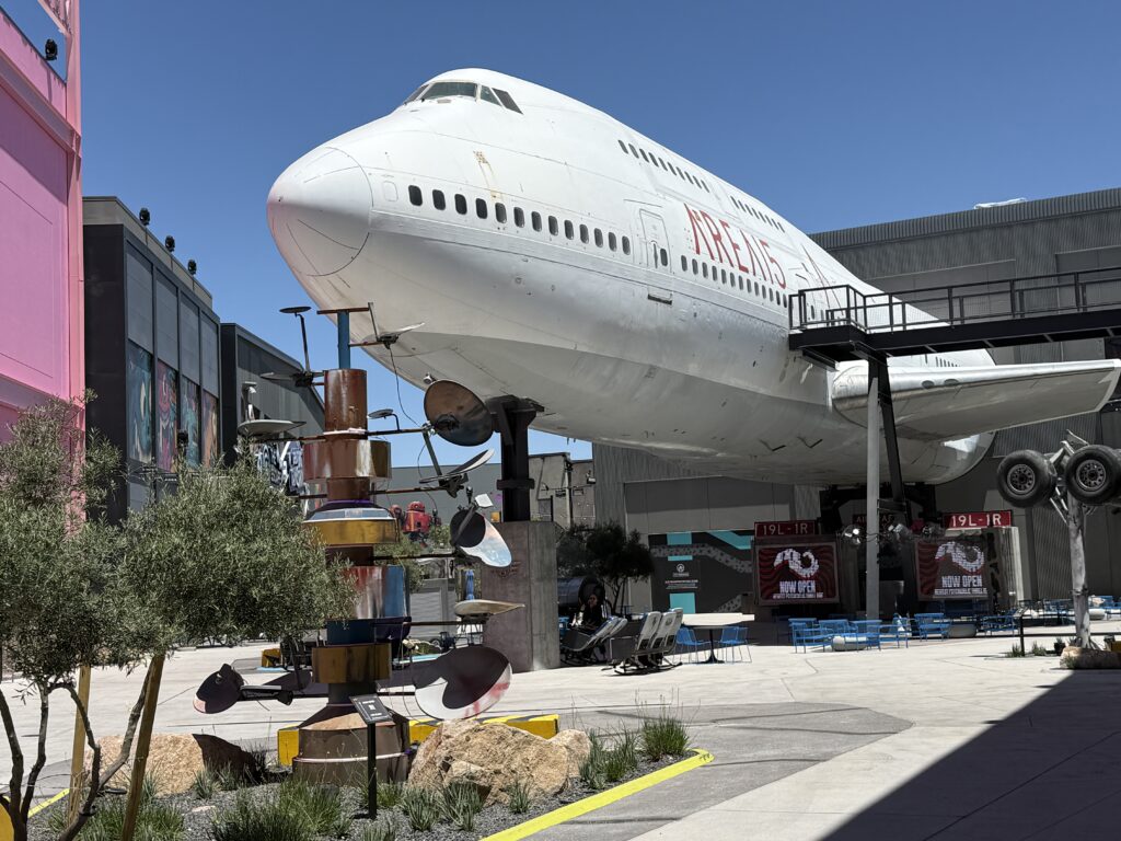 A white boeing 747 aircraft.