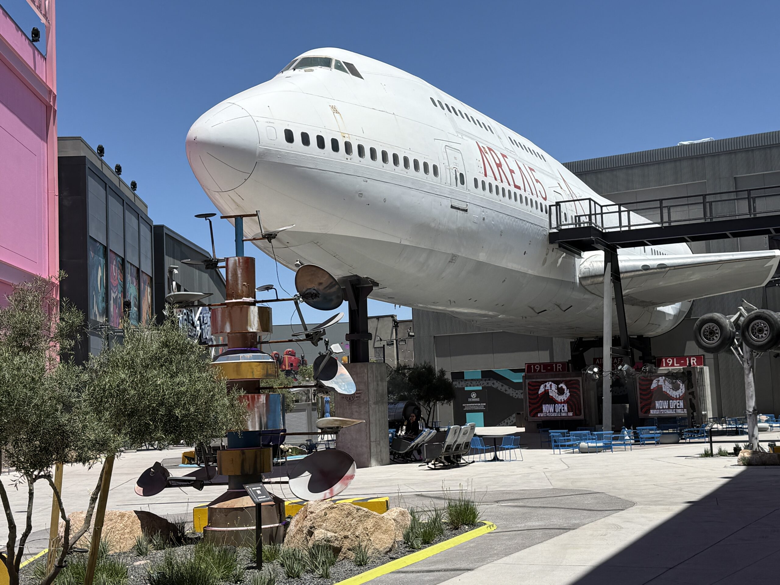A white boeing 747 aircraft.