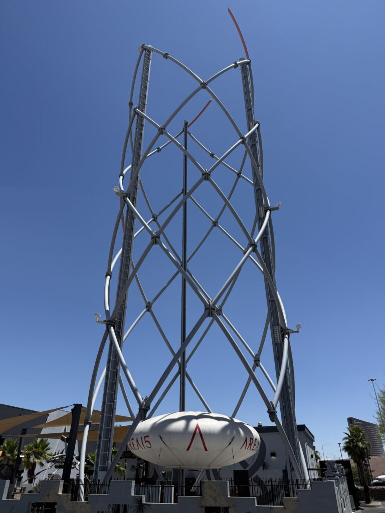 LIFTOFF at area 15, which is a tower made of steel beams. At the base is the pod, loading up and getting ready to rise.