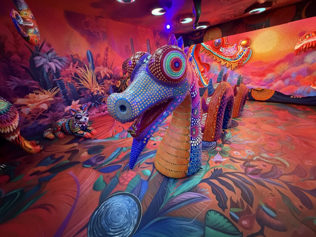 A colorful display of a dragon at Colors of Mexico.